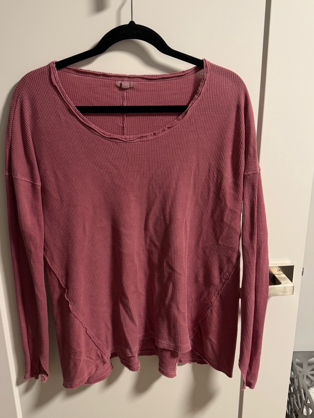 aerie Waffle-Knit Long Sleeve Top - Rose Pink